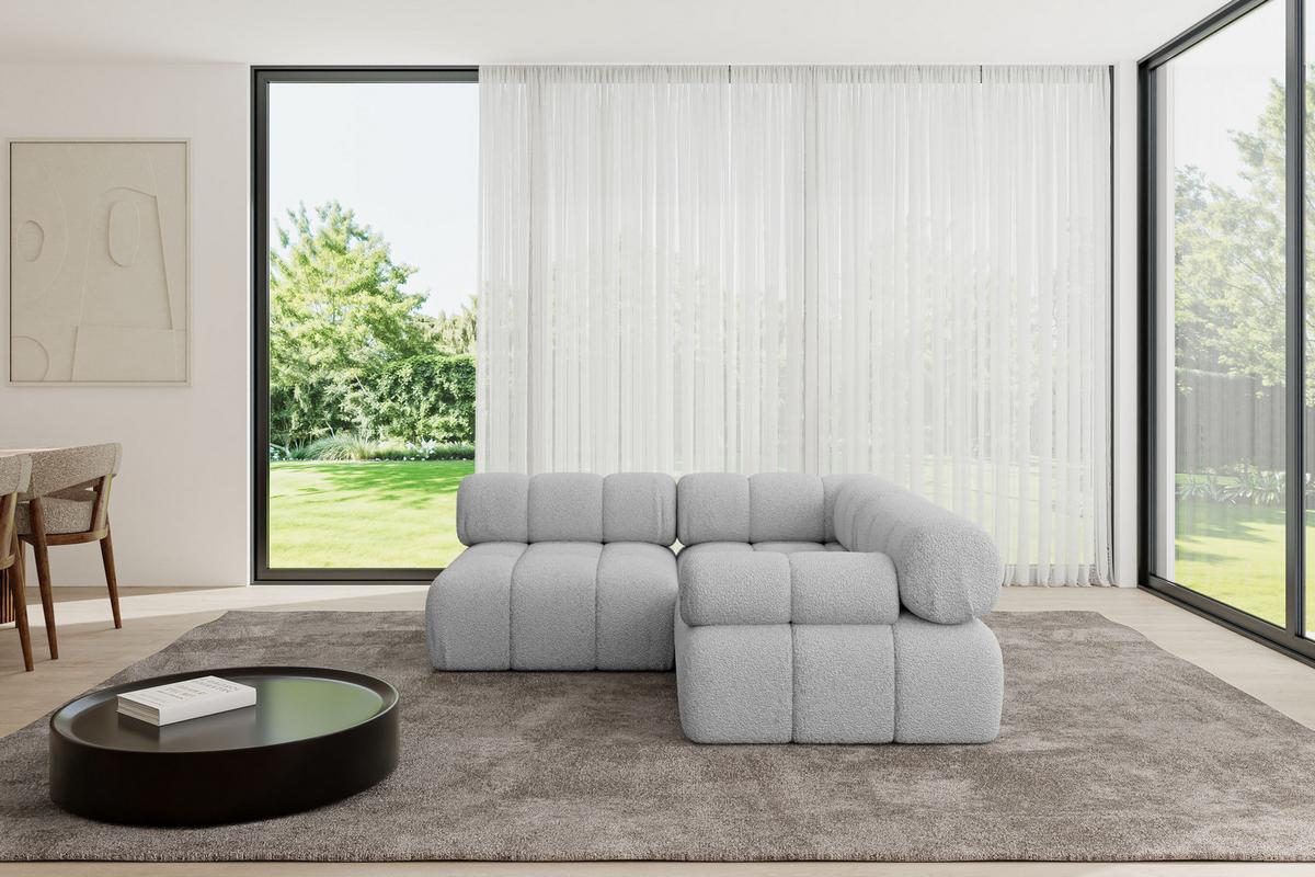 ECKSOFA modulares Sofa Mende-L1 - 190x190x70 cm Hellgrau Bouclé - Hellgrau, Holzwerkstoff/Textil (190/190cm) - ALTDECOR