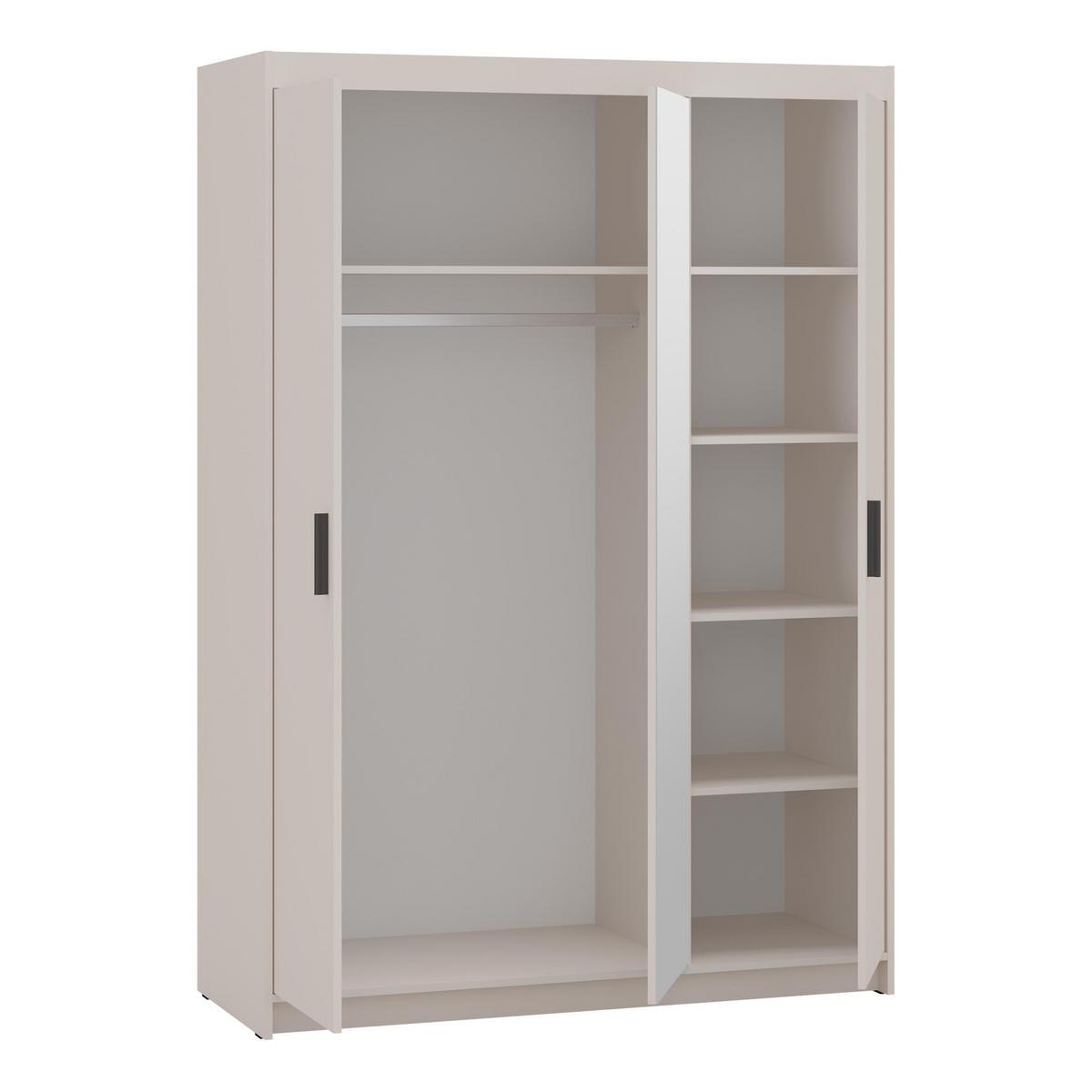 KLEIDERSCHRANK Storicos Beige 133/190,5/53 cm - Modern mit Spiegel 3-türig - Beige, Holzwerkstoff/Kunststoff (133/190.6/53cm) - AX Living