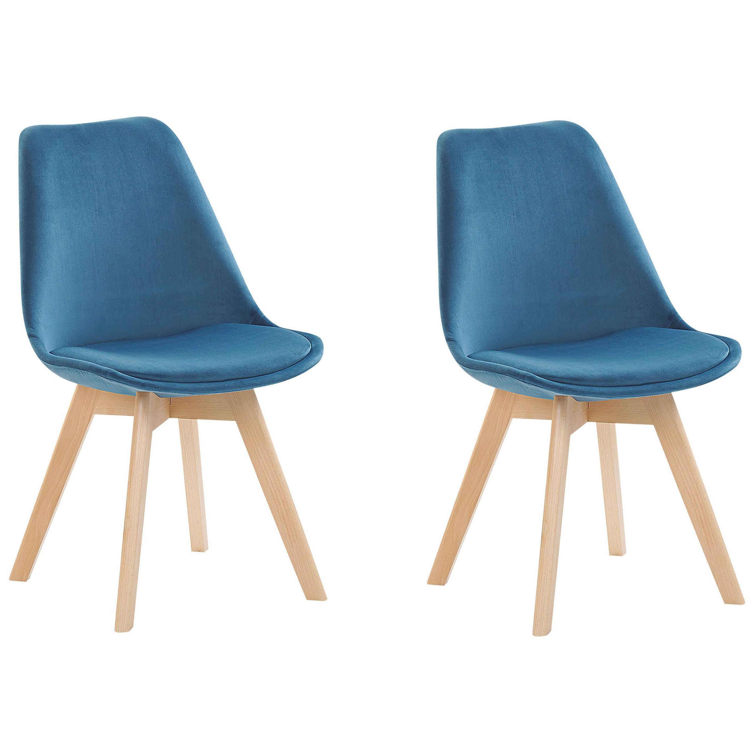 ESSZIMMERSTUHL 2er-Set Samtstoff Blau Dakota - Blau, Holz/Textil (47/82/57cm) - Beliani
