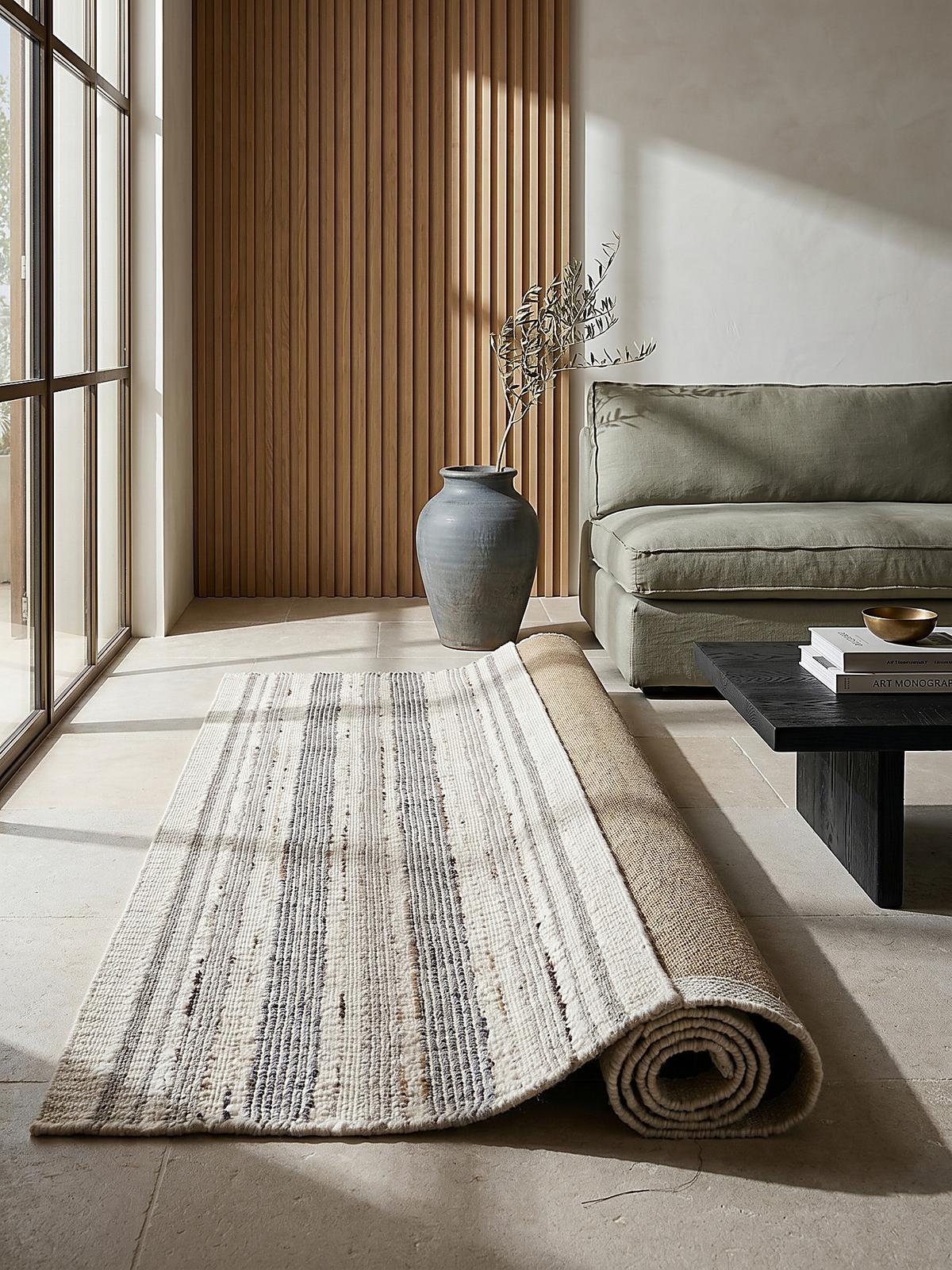 WOLLTEPPICH handgewebt HYTHE, gestreift, Natur, 80 x 300 cm - Beige, Textil (300/80cm) - KADIMA DESIGN