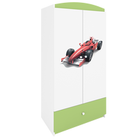 KINDERKLEIDERSCHRANK Formel 1 - Grün, Holzwerkstoff (90/175/52cm) - RAUMHIRSCH FURNITURE