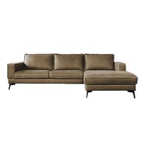 ECKSOFA BLOOM Beige Leder - Beige/Schwarz, Leder/Metall (276/177cm) - KAWOLA