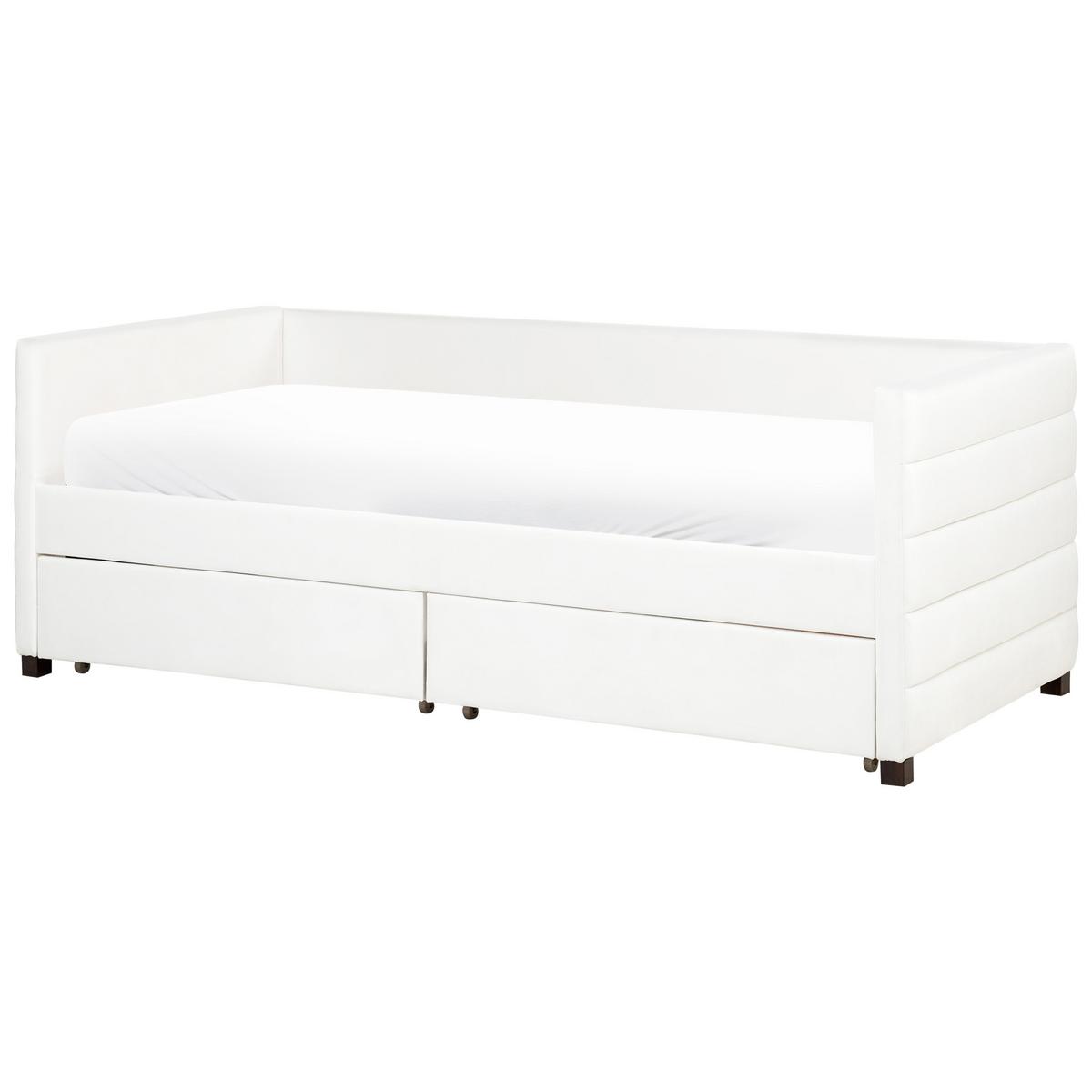 TAGESBETT mit Stauraum 90x200 cm Weiß Marray - Creme, Textil (90/200cm) - Beliani