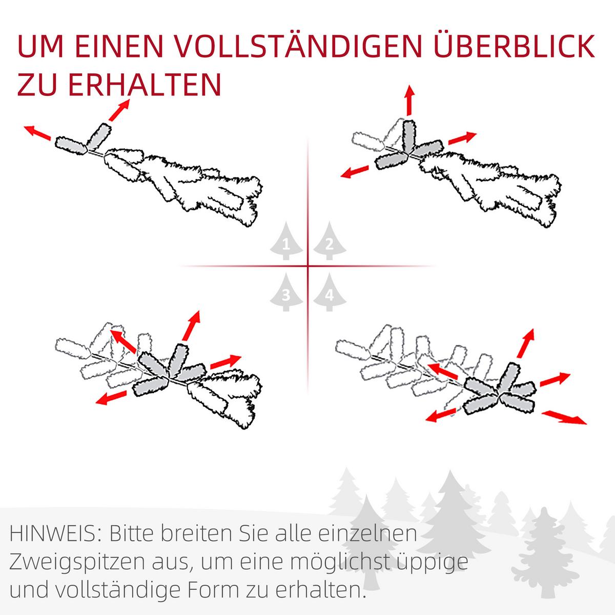 KÜNSTLICHER Weihnachtsbaum, 180 cm Christbaum mit Kunstschnee, Indoor - Grün, Kunststoff/Metall (180cm) - HOMCOM