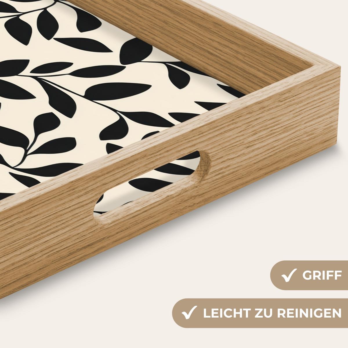 TABLETT Elegant - Gemustert - Schwarz - Beige 50x35 cm - Schwarz, Holz (50/5/5cm) - OnlyWow