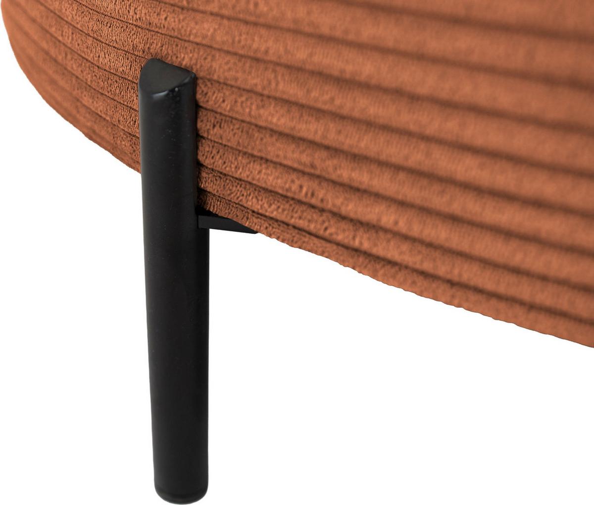 ECKSOFA Hana Loft 3-Sitzer Ecke Rechts, Cordstoff Chenille, Orange 241/80/168 cm - Schwarz/Orange, Textil/Metall (168/241cm) - WFL GROUP