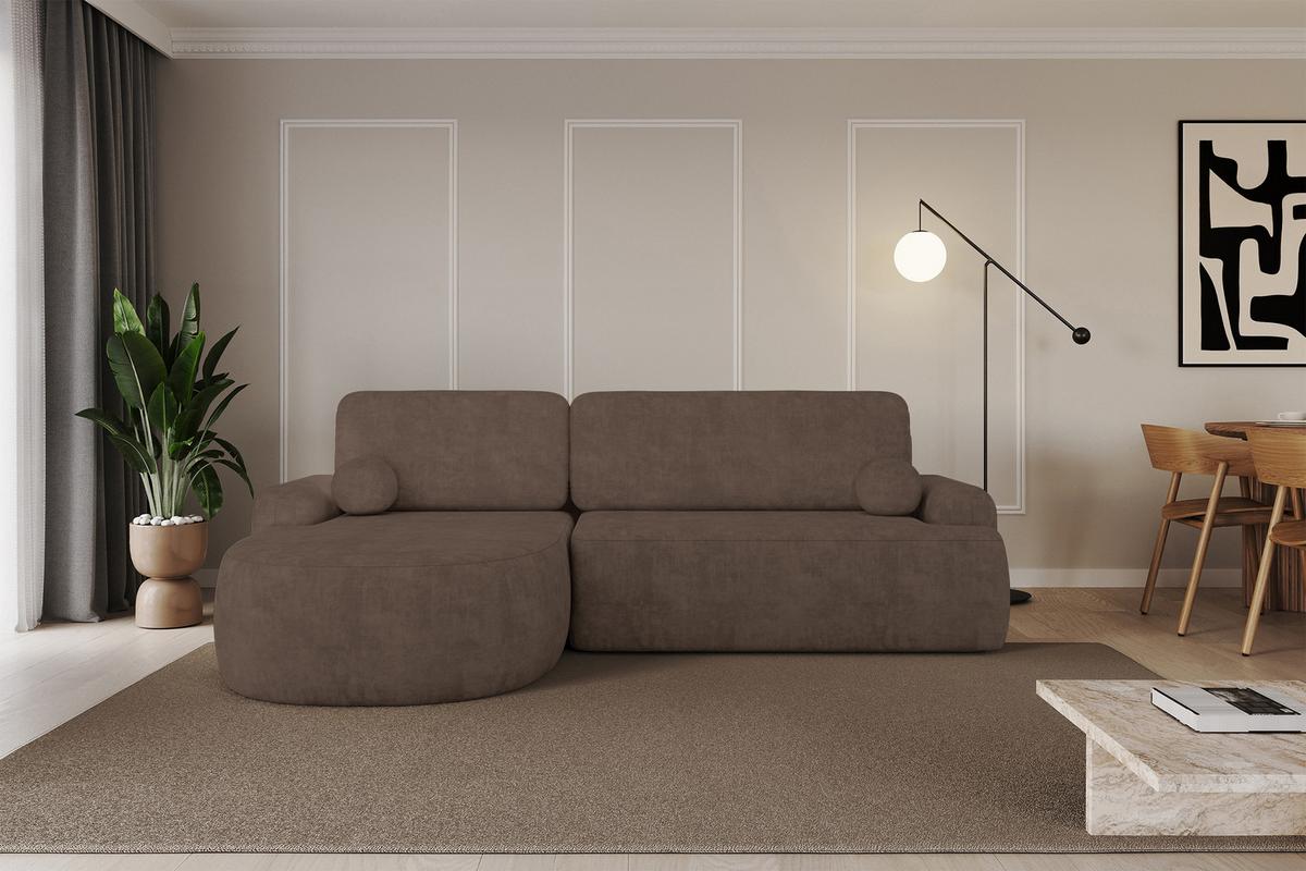 ECKSOFA mit Schlaffunktion und Bettkasten LIRA-L - 264x172x89 Braun - Braun, Holzwerkstoff/Textil (264/172cm) - ALTDECOR