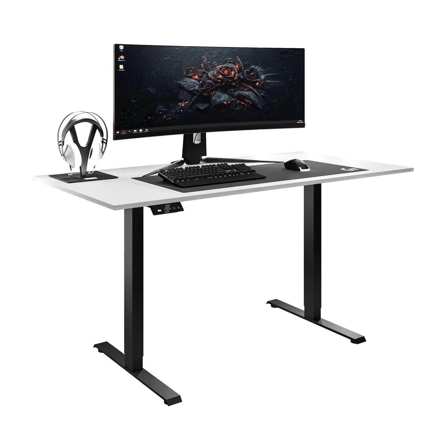SCHREIBTISCH SPACE GAMING höhenverstellbar mit Metallbeinen schwarz/weiß - Weiß, Holzwerkstoff (70/140/69.5cm) - Lookway