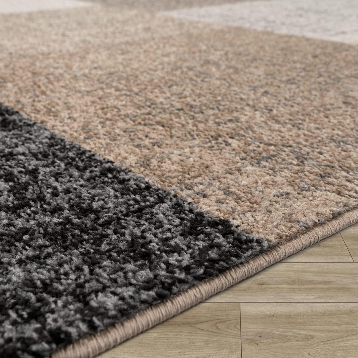 KURZFLORTEPPICH, mit geometrischem Blockmuster, Braun, 80 x 150 cm - Braun, Textil (150/80cm) - KADIMA DESIGN
