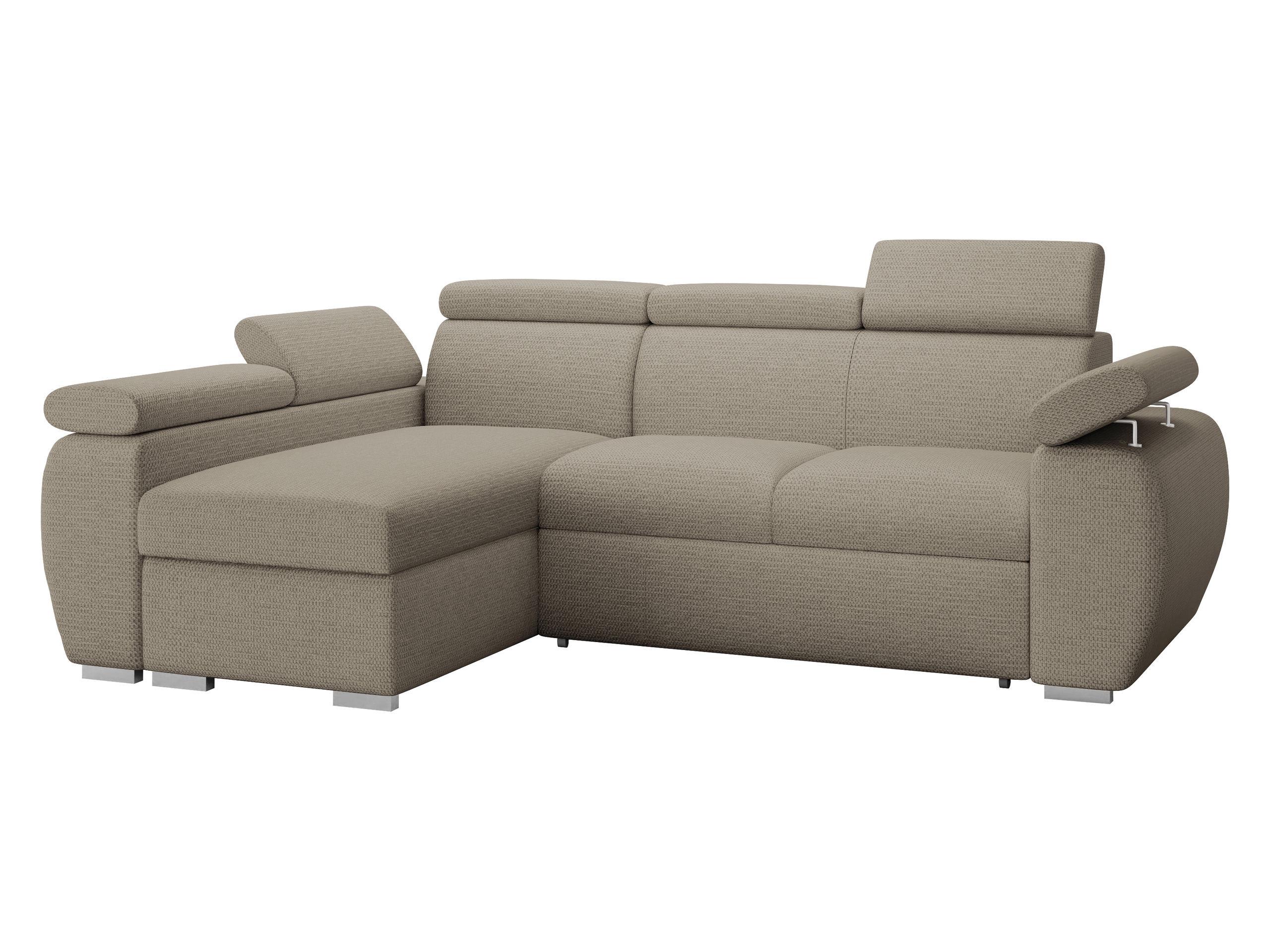 ECKSOFA Boston Mini, Seite: Links - LC+2R - Hellbraun/Chromfarben, Holz/Textil (255/170cm) - MIRJAN24