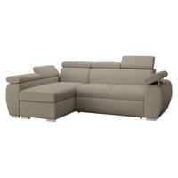 ECKSOFA Boston Mini, Seite: Links - LC+2R - Hellbraun/Chromfarben, Holz/Textil (255/170cm) - MIRJAN24