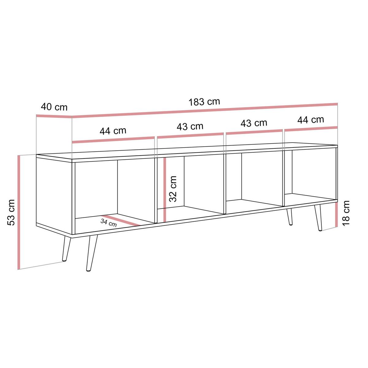 TV-SCHRANK ALMA mit LED-Beleuchtung - Eichefarben/Schwarz, Holzwerkstoff (183/54/40cm) - Lookway