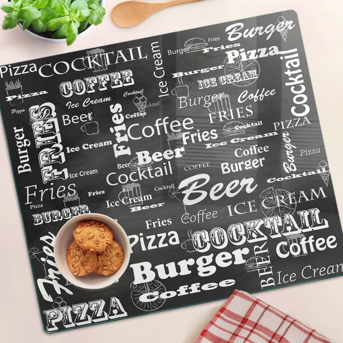 GLASPLATTE 60x52 cm Speisekarte des Restaurants - Schwarz, Glas (60/0.4/52cm) - TULUP