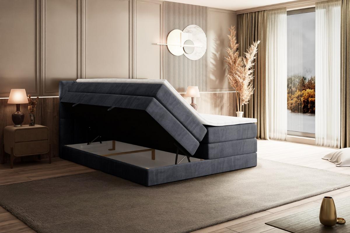 BOXSPRINGBETT MIAMI KING - 140x200 - H3/H4 - Dunkelgrau - Dunkelgrau, Holzwerkstoff (140/200cm) - ALTDECOR