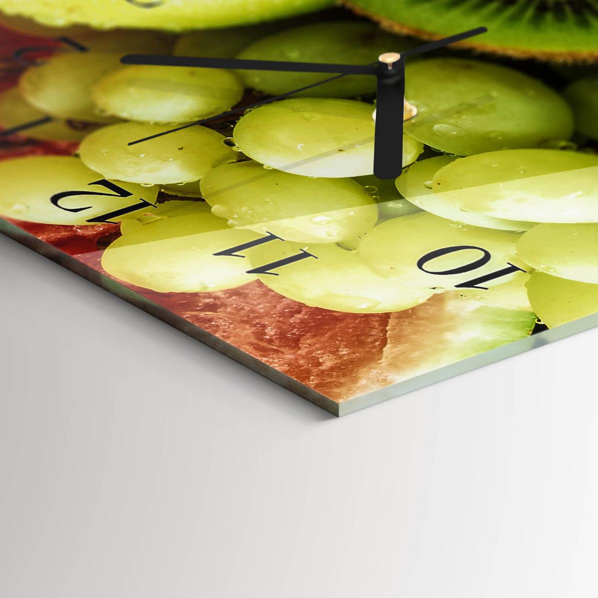 WANDUHR aus Glas 60x30 cm - Obst - Grün, Glas (60/30/0.4cm) - TULUP