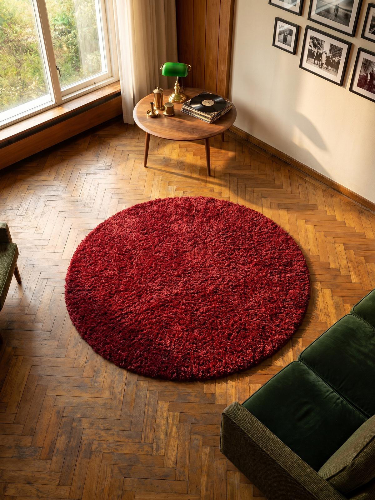 HOCHFLORTEPPICH RHEIN, einfarbig, aus Polypropylen, Rot, Ø 80 cm - Rot, Textil (80/80cm) - KADIMA DESIGN