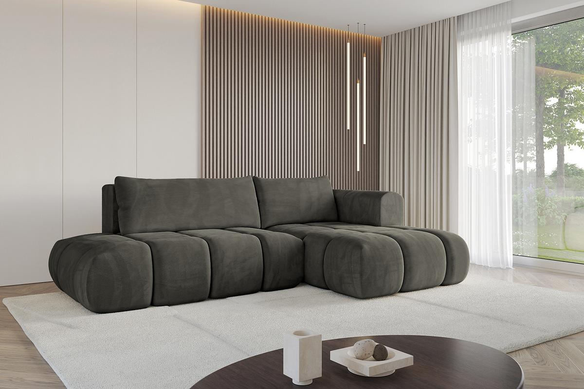 ECKSOFA Ottomane Rechts CLOUD-L 280x185x90 Schwarz Velours - Schwarz, Holzwerkstoff/Kunststoff (185/280cm) - ALTDECOR