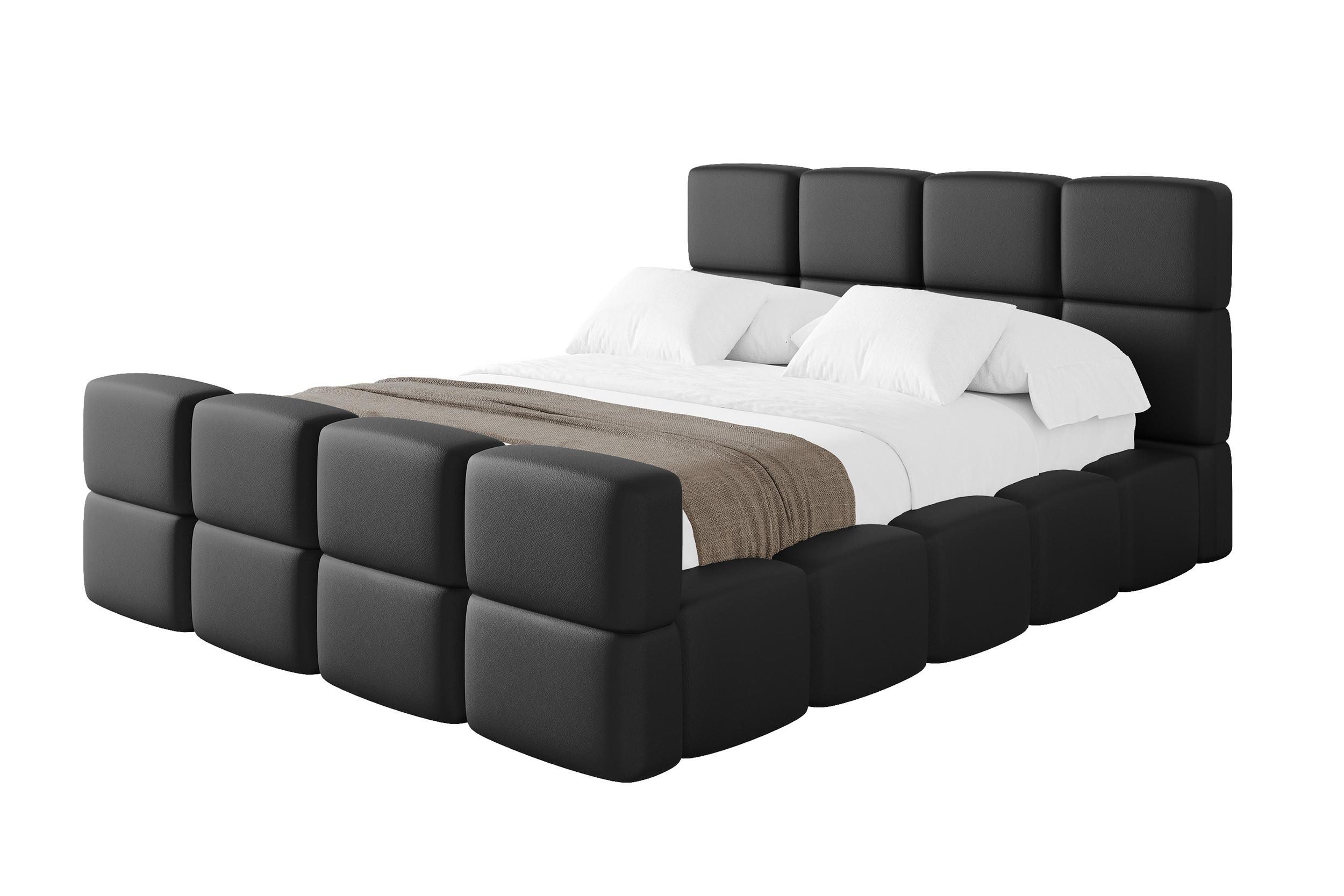 POLSTERBETT mit Bettkasten und Lattenrost, Bett mit Kopfteil, Boxbett ohne Matratze, Doppelbett mit Stauraum - NATA-Z 140x200 Schwarz - Schwarz, Holzwerkstoff/Textil (140/200cm) - ALTDECOR
