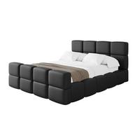 POLSTERBETT mit Bettkasten und Lattenrost, Bett mit Matratze H3/H4, Kopfteil, Boxbett, Doppelbett mit Stauraum - NATA-Z 120x200 Schwarz - Schwarz, Holzwerkstoff/Textil (120/200cm) - ALTDECOR