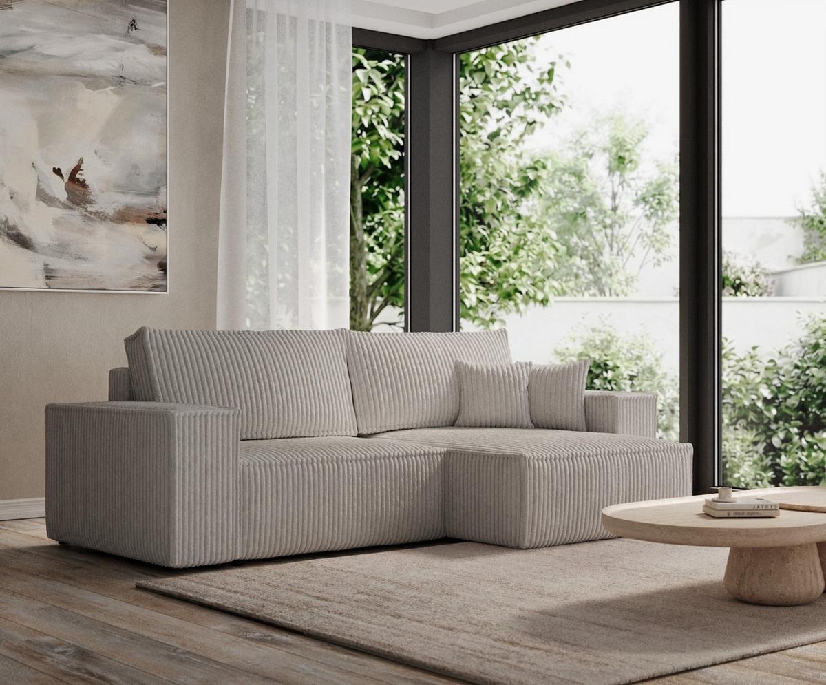 ECKSOFA CAVO mit Schlaffunktion Grau im Tilia Stoff - Schwarz/Grau, Holz/Holzwerkstoff (255/148cm) - AltaBeds