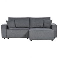 3-SITZER-ECKSOFA dunkelgrau rechtsseitig mit Schlaffunktion Stauraum Karila - Dunkelgrau, Textil (250/150cm) - Beliani