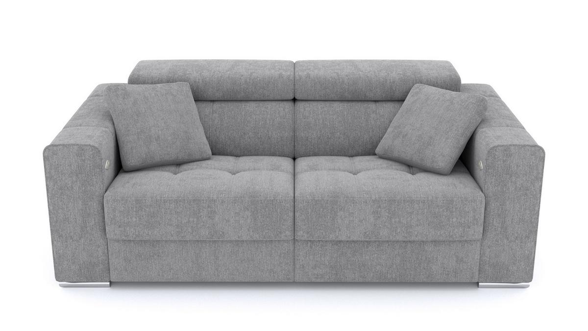 SOFA QUARTZ 3-Sitzer mit 2 Relaxfunktionen, grau - Silberfarben/Grau, Holzwerkstoff/Textil (204/80/102cm) - Wozimo