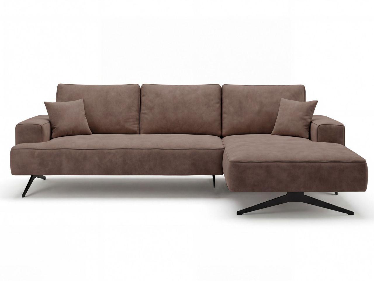ECKSOFA Leto Braun Rechts - Schwarz/Braun, Holz/Textil (165/260cm) - Graingold