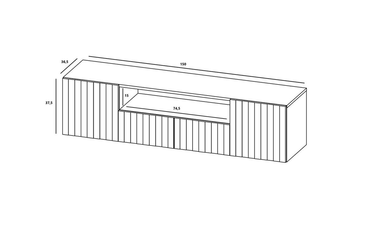 TV-SCHRANK Elpis2 Marineblau Matt Glamour 150 cm - Blau, Holzwerkstoff (150/37.5/36.5cm) - Meble Lindner