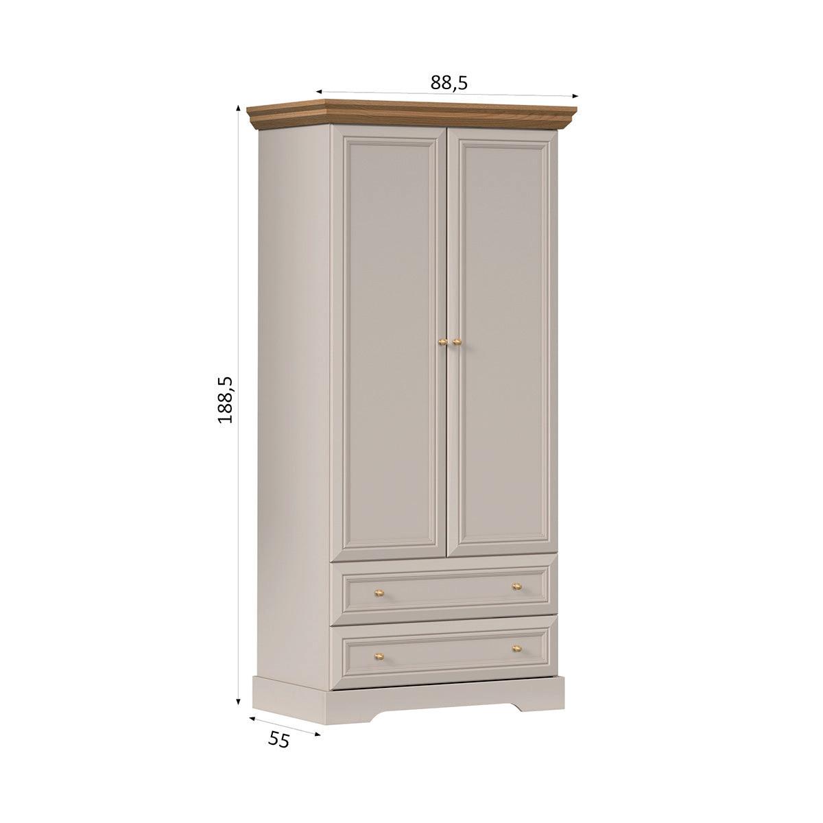 KLEIDERSCHRANK 2 Türen Dulci Kaschmir und Holz - Kaschmir, Holzwerkstoff (88.4/188.8/55.2cm) - Petits-meubles