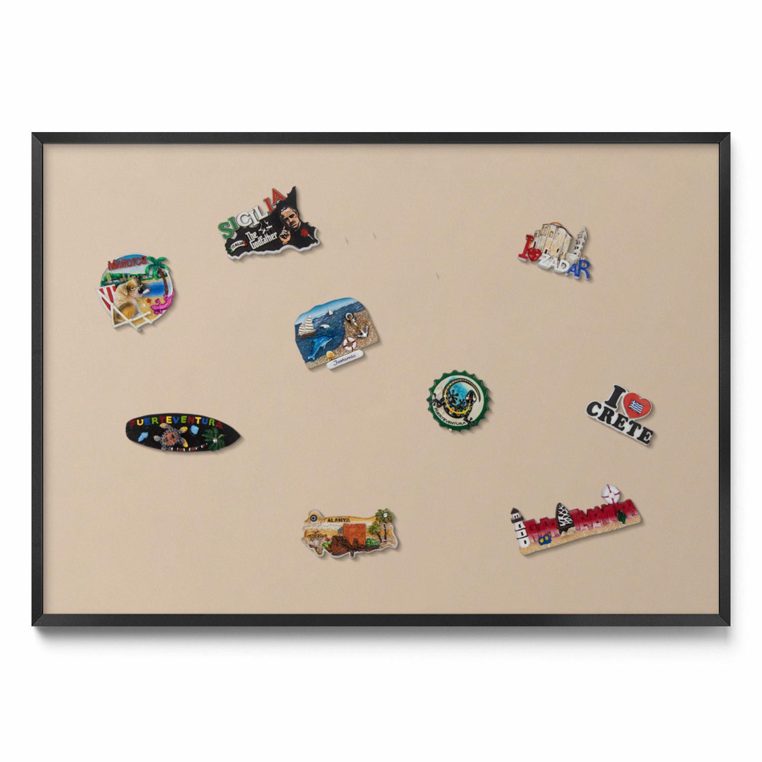 MAGNETTAFEL 100x70 cm Schwarzer Rahmen Beige - Trüffeleichefarben, Metall (100/70/0.4cm) - TULUP