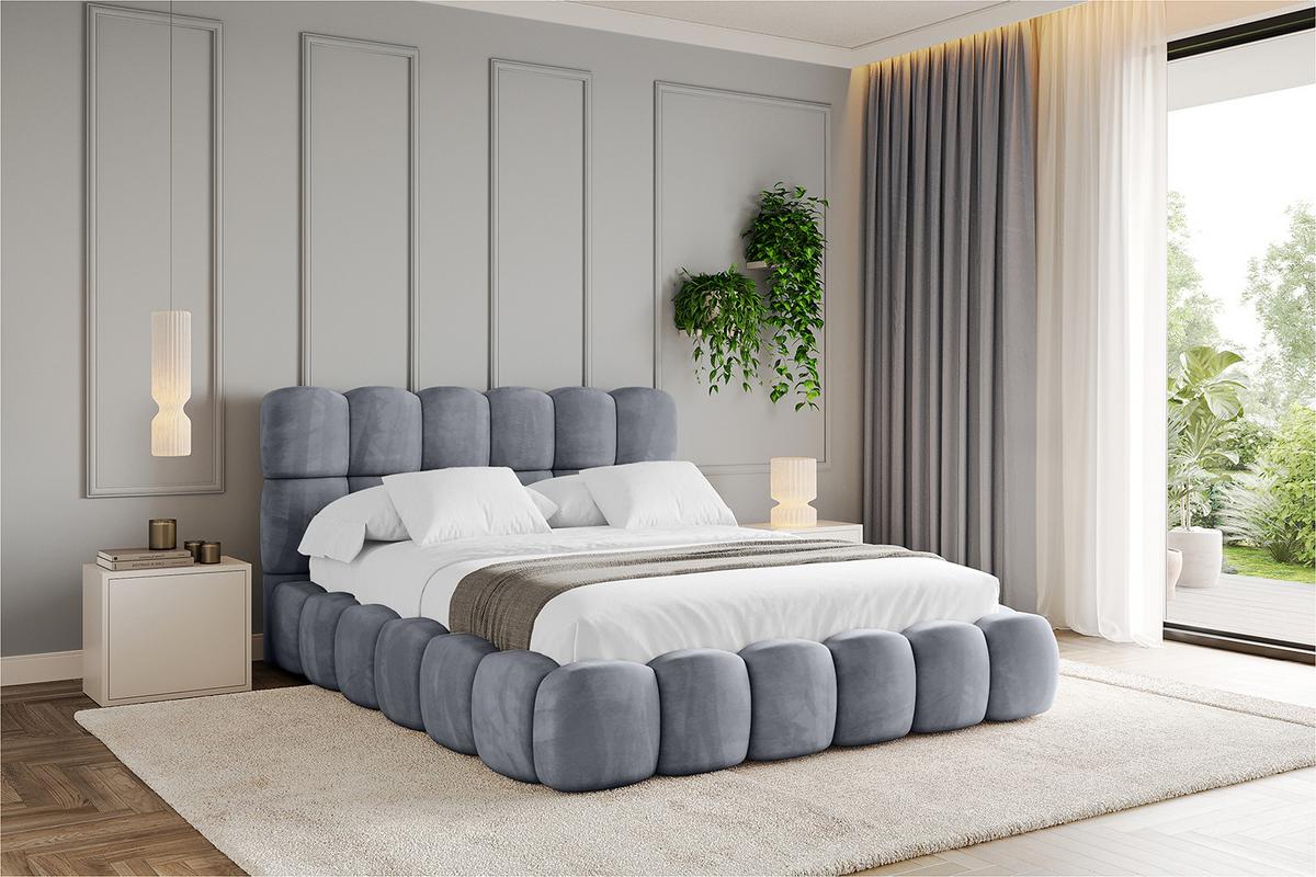 POLSTERBETT mit Bettkasten und Lattenrost, Boxbett ohne Matratze - LEYA 160x200 Grau - Grau, Holzwerkstoff/Textil (160/200cm) - ALTDECOR