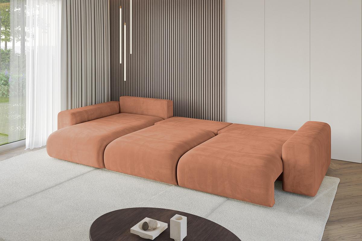 ECKSOFA Ottomane links ESKAR-L22 364x176x72 Koralle Velours - Koralle/Schwarz, Holzwerkstoff/Kunststoff (364/176cm) - ALTDECOR