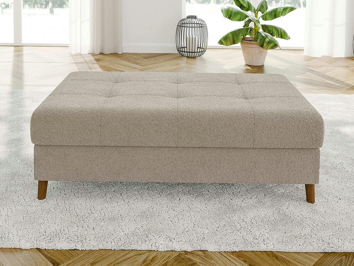 WOHNLANDSCHAFT inkl. Hocker Henrik Beige Boucle - Beige/Braun, Holz/Textil (310/81/161cm) - S-Style Möbel