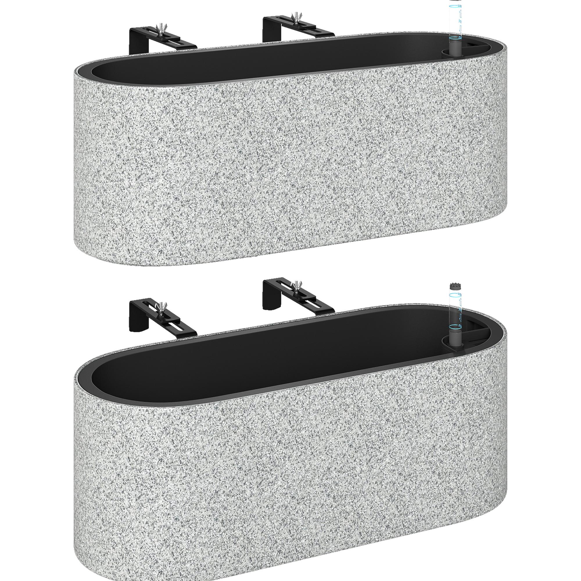 BLUMENTOPF 2er Set Kunststoff Hellgrau - Hellgrau, Kunststoff (15cm) - Outsunny