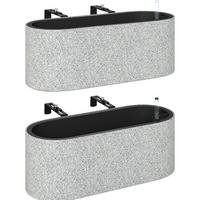BLUMENTOPF 2er Set Kunststoff Hellgrau - Hellgrau, Kunststoff (15cm) - Outsunny