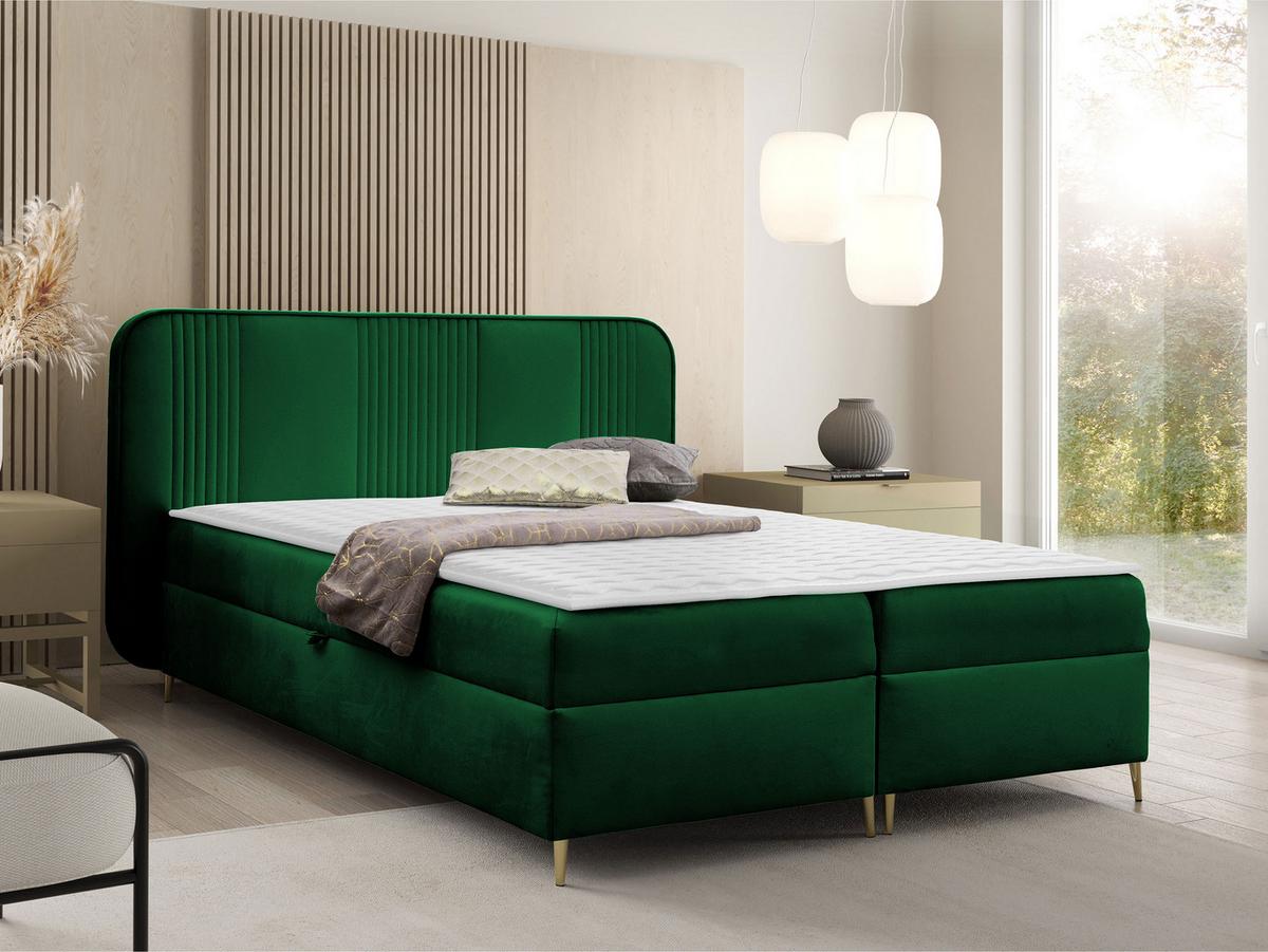 BOXBETT Fandy - H3 - Goldfarben/Grün, Holz/Textil (120/200cm) - MIRJAN24