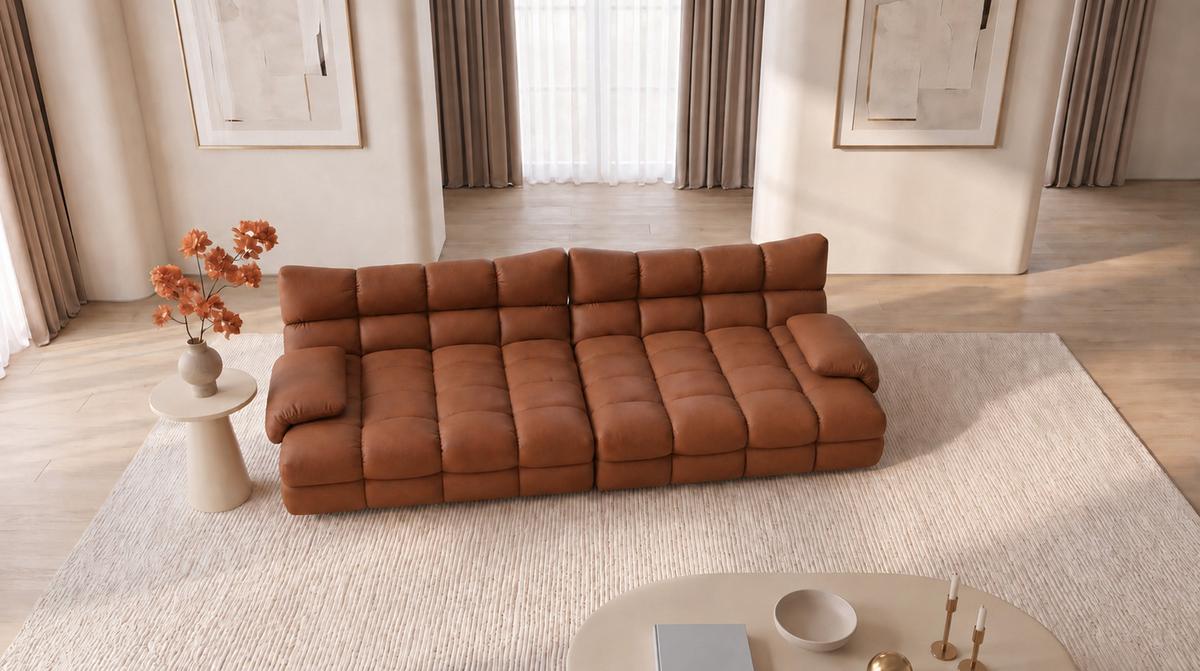 BIG SOFA AMIA Braun Lederfaserstoff - Schwarz/Braun, Leder/Kunststoff (290/86/178cm) - KAWOLA