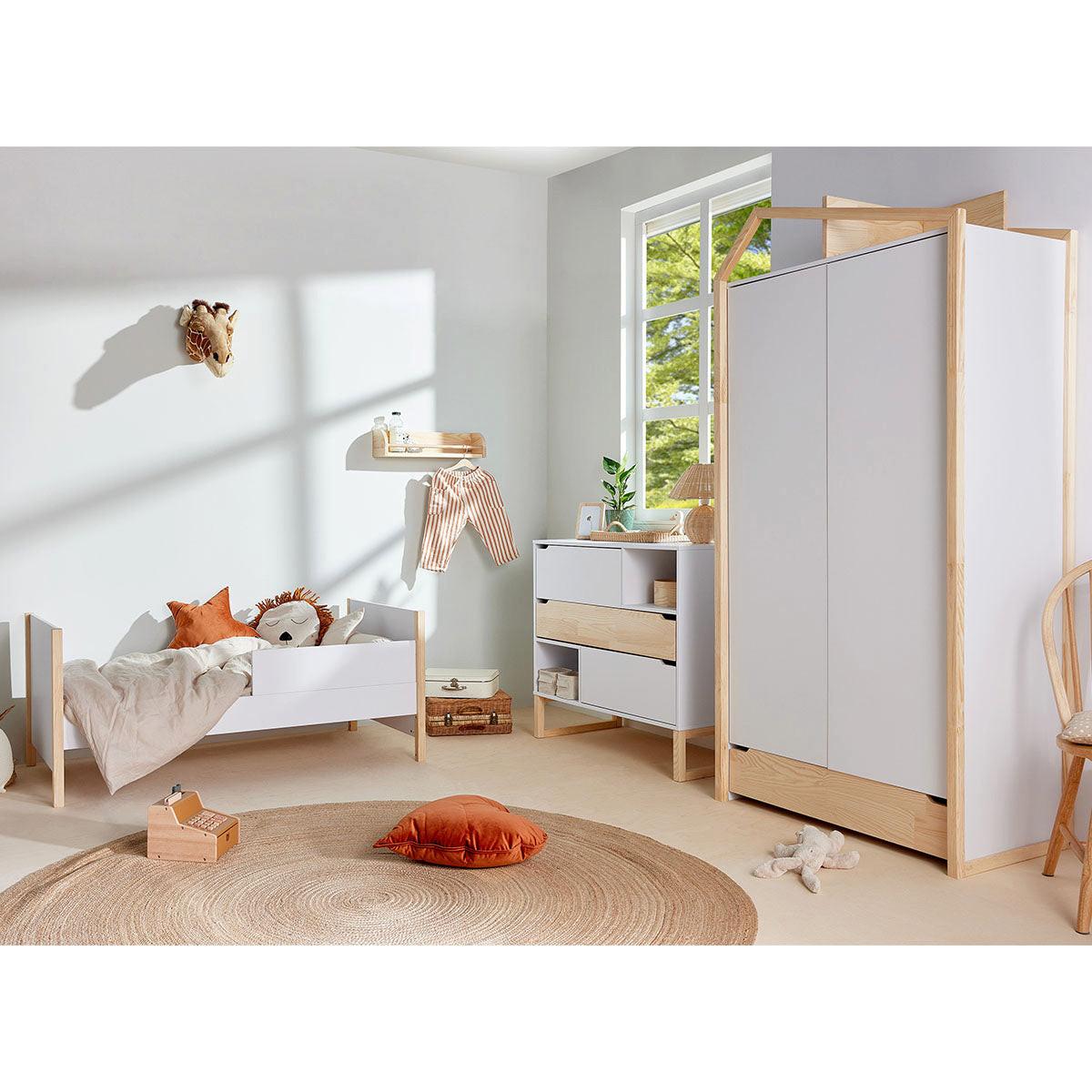 BABYZIMMER 2-teilig Juliette Weiß und Holz - Weiß, Holzwerkstoff (147.5/91.5/77.5cm) - Petits-meubles