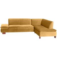 ECKSOFA mit Ottomane rechts Kaye Bezug Samtvelours Buche nussbaum dunkel / mais - Gelb, Kunststoff (270/190cm) - 58aufmkessel