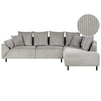 ECKSOFA 4-Sitzer Cord Hellgrau linksseitig Lunner - Hellgrau/Schwarz, Textil (266/180cm) - Beliani