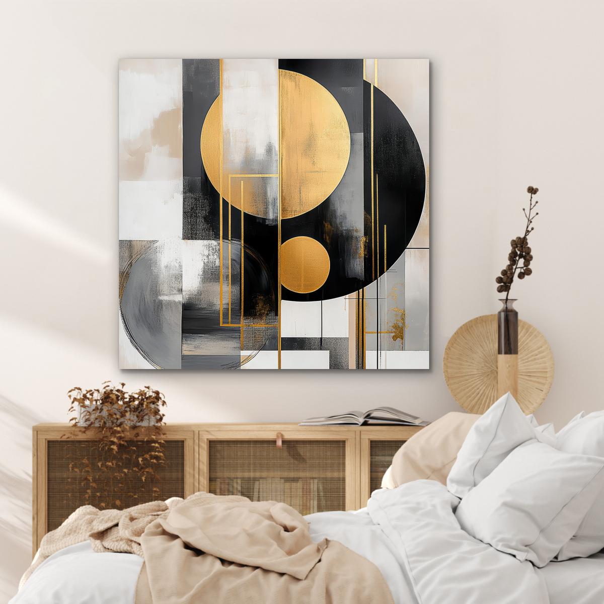 METALLBILD Abstrakt - Gold - Silber - Formen - Ästhetisch - Modern 90x90 cm - Goldfarben, Metall (90/90cm) - MuchoWow