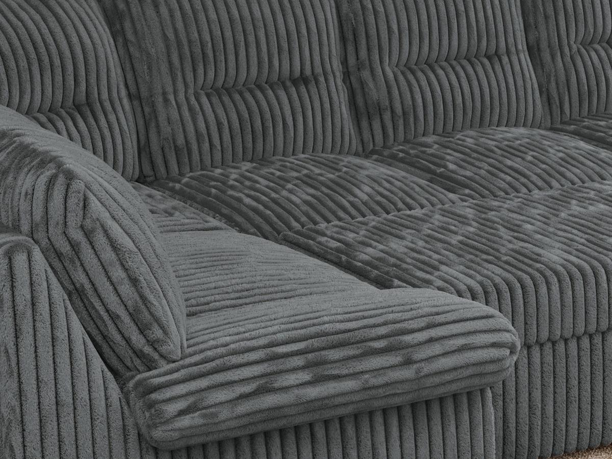 WOHNLANDSCHAFT MORBIDO U Dunkelgrau Cord - Dunkelgrau/Silberfarben, Textil/Metall (340/93/206cm) - MKS