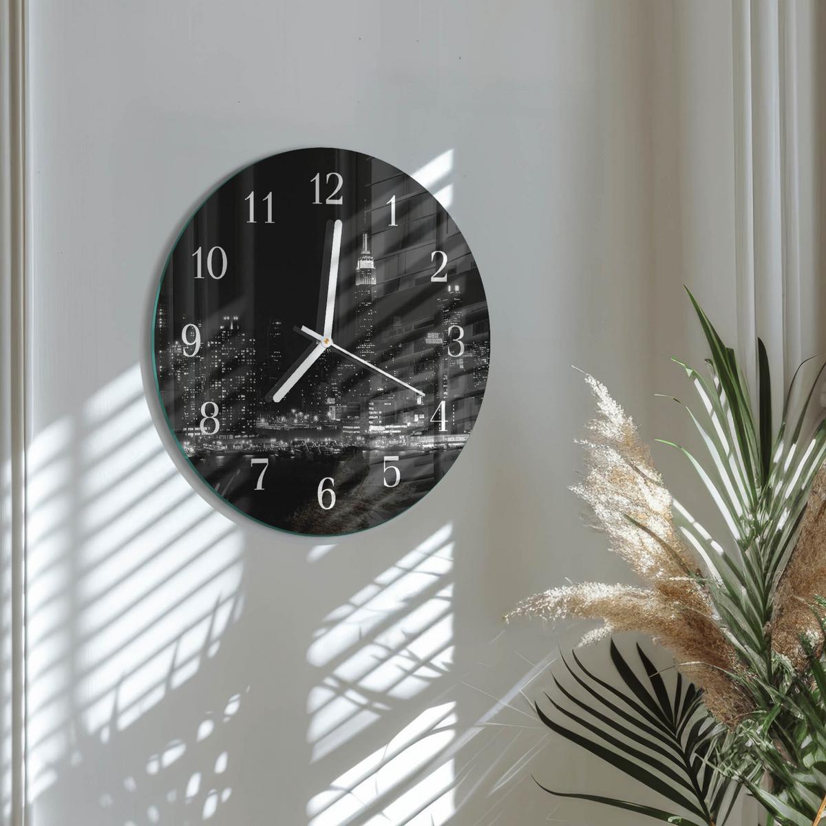 WANDUHR aus Glas Ø30 cm - Horizont - Schwarz, Glas (30/30/0.4cm) - TULUP