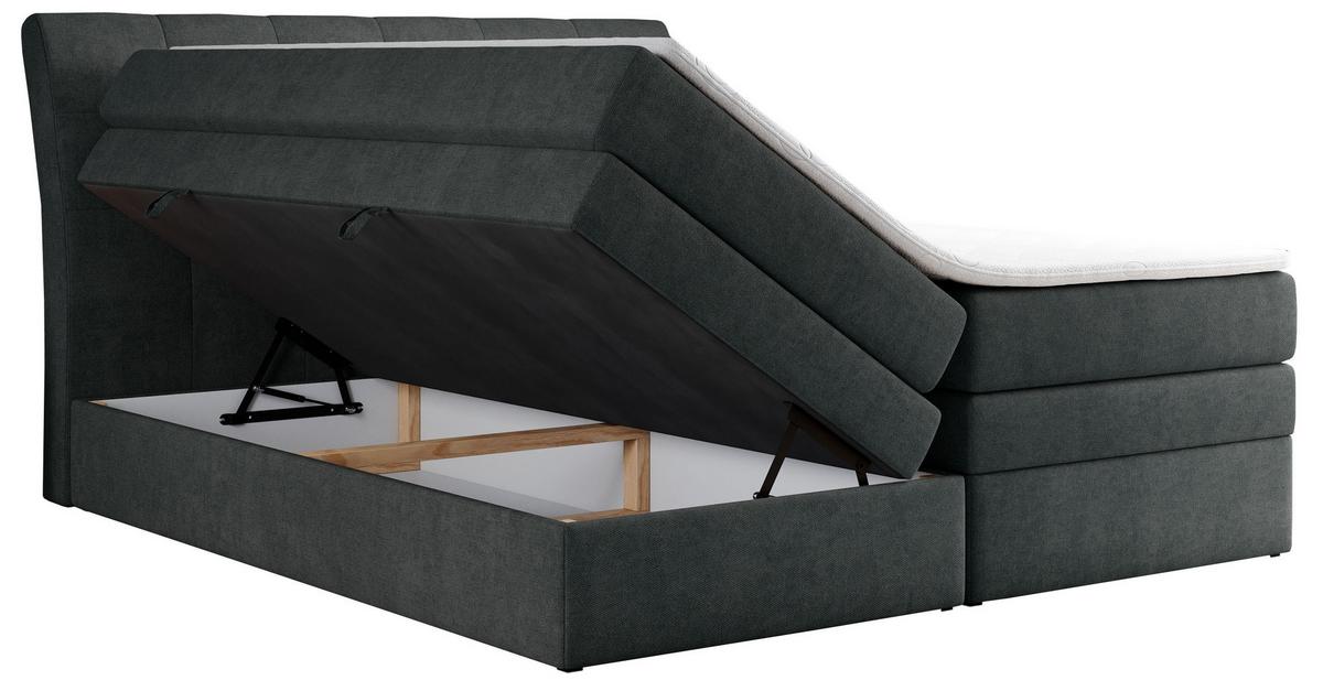 BOXSPRINGBETT GOLD-10 KING 160/200 Dunkelgrau Struktur - H4 - Dunkelgrau, Holz/Textil (160/200cm) - MKS