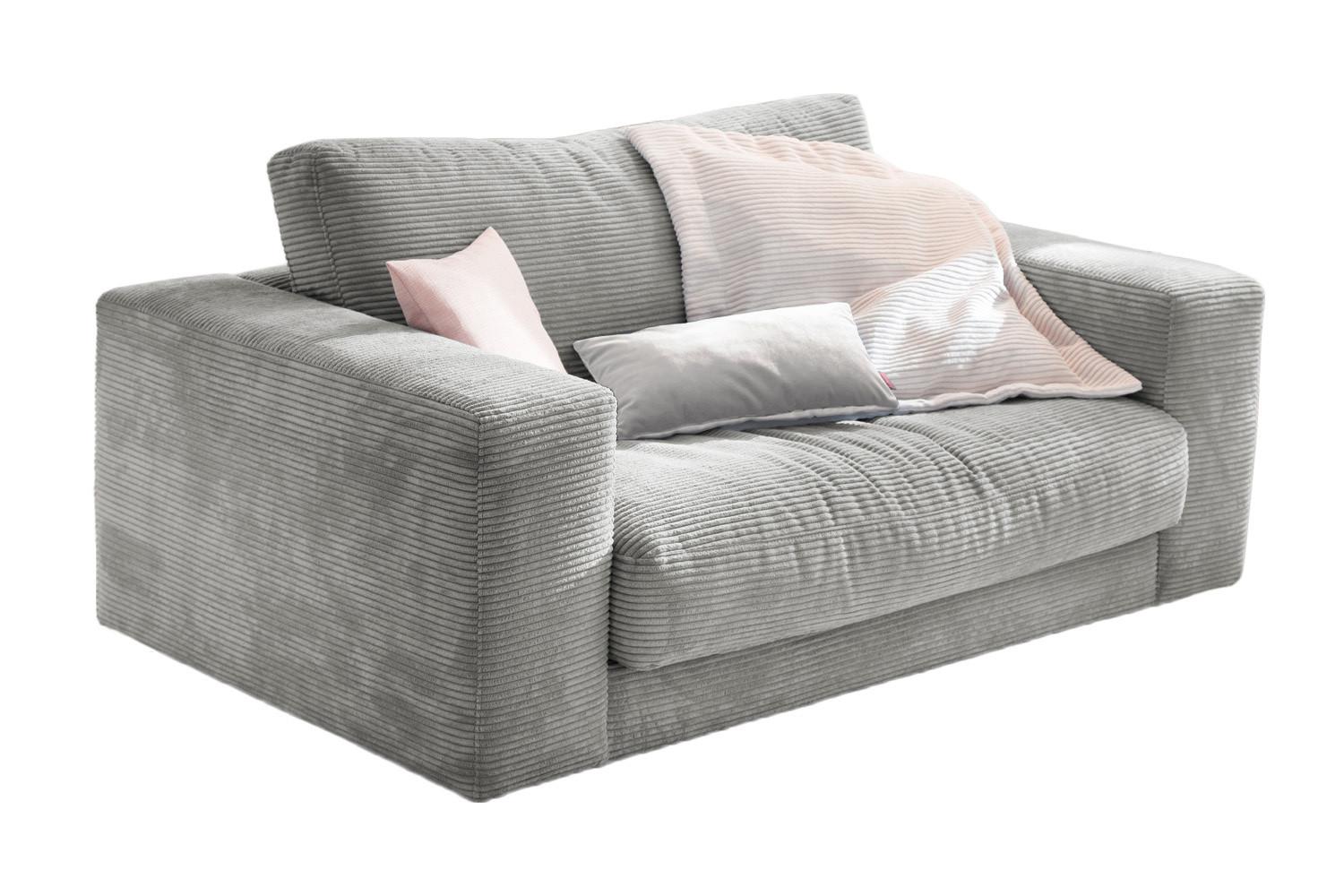 LOVESEAT MADELINE Hellgrau Cord - Hellgrau/Schwarz, Kunststoff/Textil (170/86/127cm) - KAWOLA