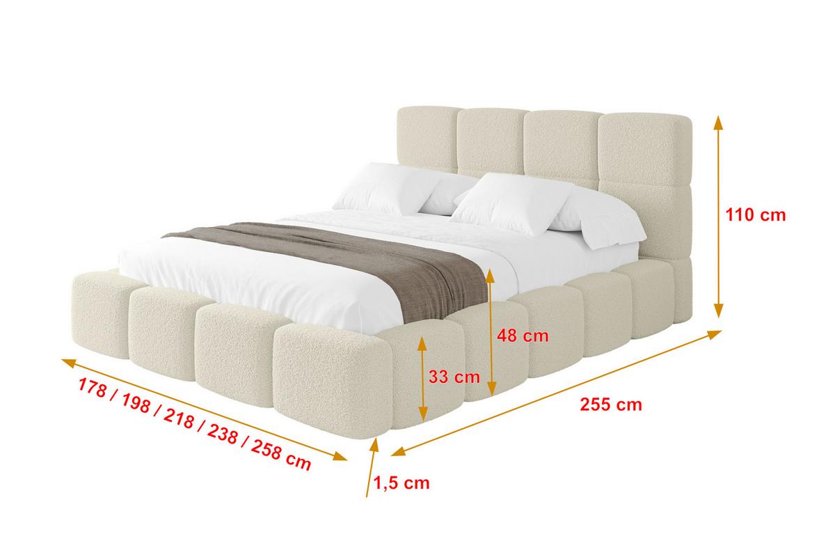 POLSTERBETT mit Bettkasten und Lattenrost mit Kopfteil, Boxbett ohne Matratze, mit Stauraum - NATA 120x200 Beige - Beige, Holzwerkstoff/Textil (120/200cm) - ALTDECOR