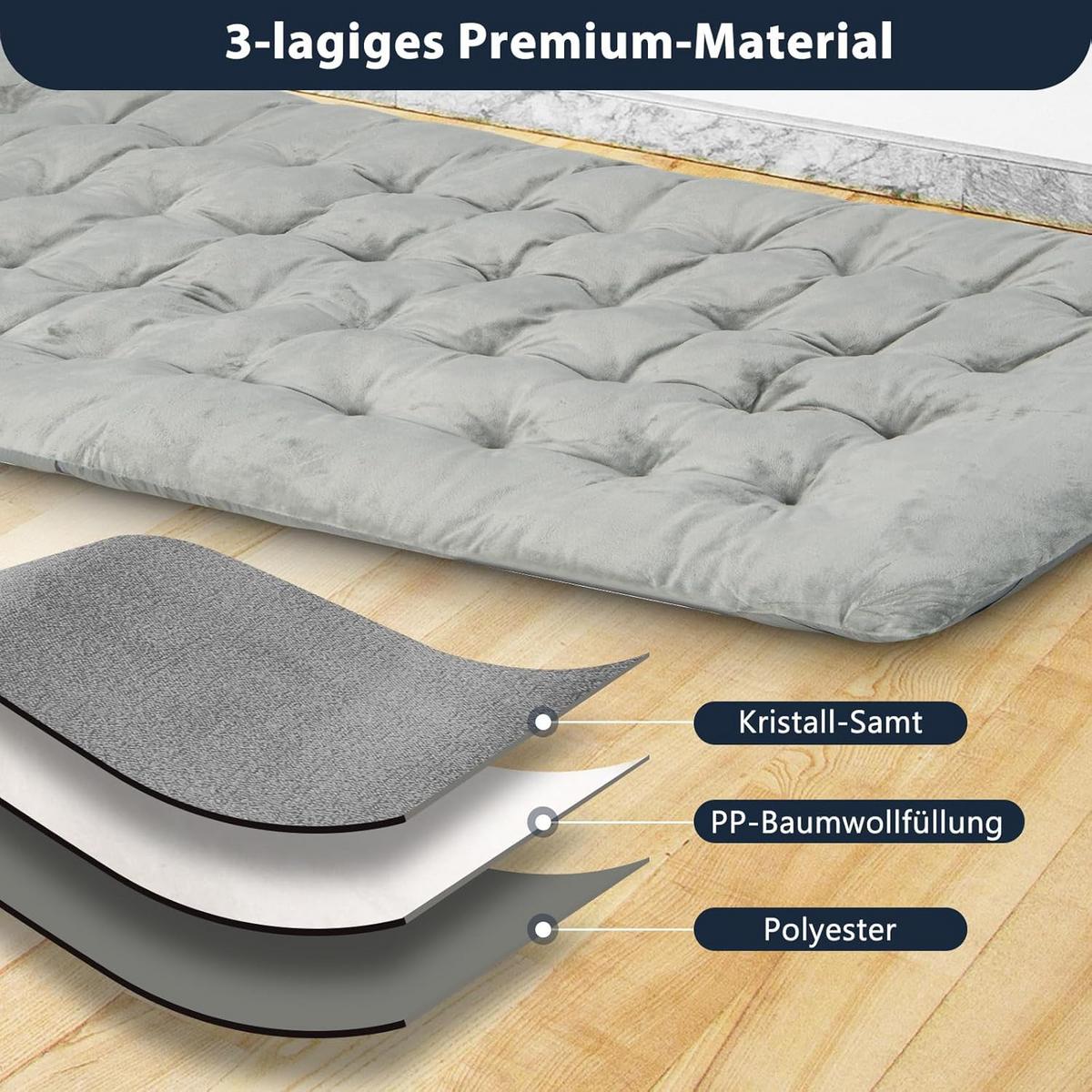 BAUMWOLLE Auflage Grau - Grau, Textil - COSTWAY