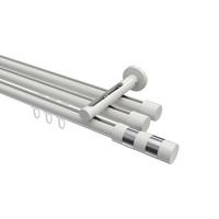 GARDINENSTANGE INNENLAUF Siteno Mavell 360 cm (geteilt in 2 x 180 cm), 3-läufig, 20 mm Ø Weiß - Chromfarben/Weiß, Metall (360cm) - INTERDECO