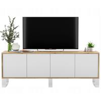 TV-SCHRANK Apollo2 Eiche wotan Weiß Matt mit Metallbeinen 150/53/35 cm - Weiß, Holzwerkstoff/Metall (150/53/35cm) - Meble Lindner
