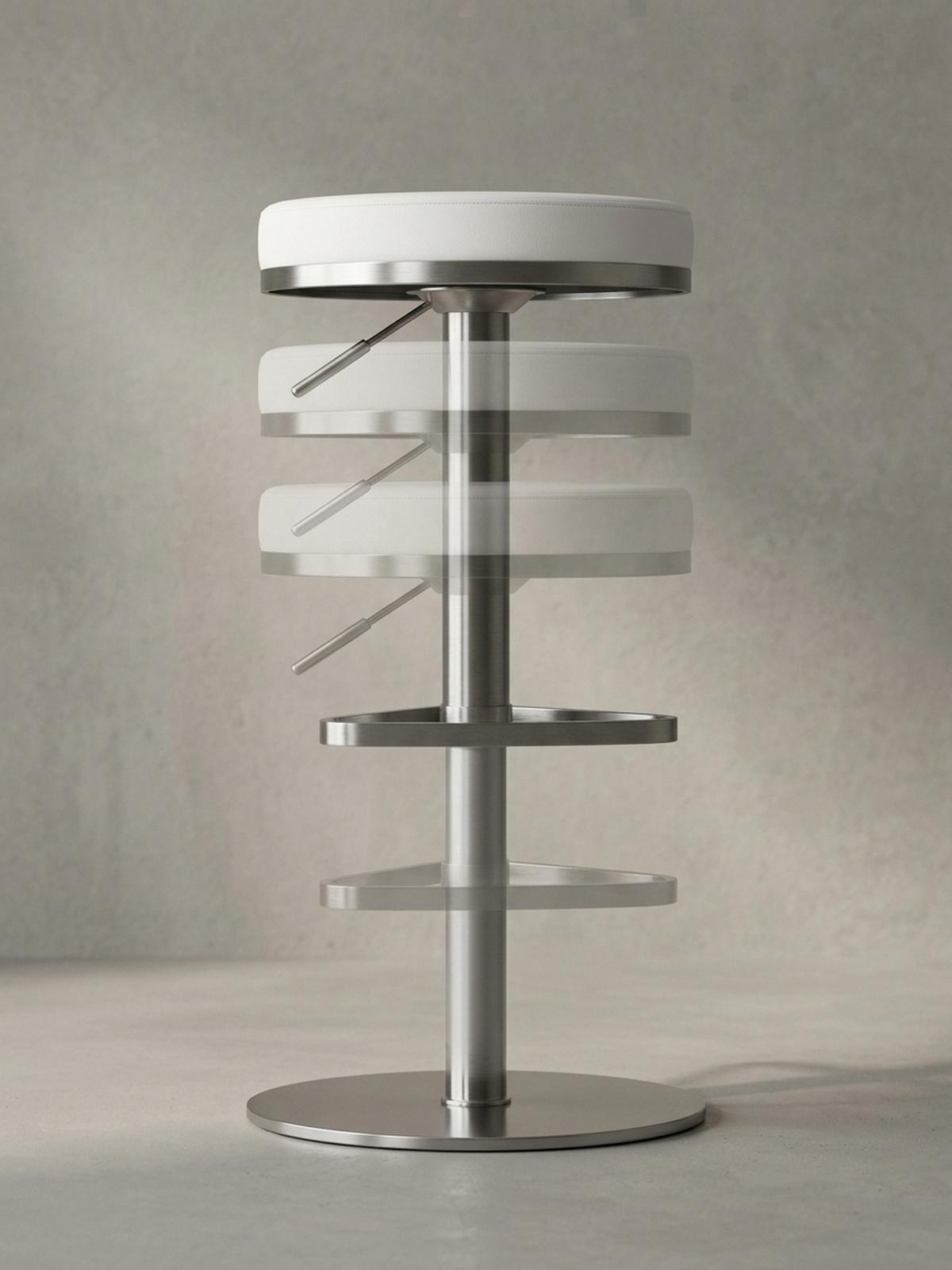 BARHOCKER Höhenverstellbar Gepolstert Triangel-Fußablage ELBE, Weiß 38x38x82 cm - Silberfarben/Weiß, Kunststoff/Textil (38/82/38cm) - KADIMA DESIGN